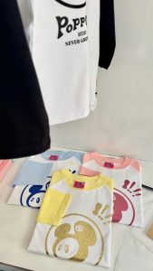 Áo thun tay dài Raglan phối tay poppop in kim tuyến form rộng, chất cải cotton mền mịn cao cấp