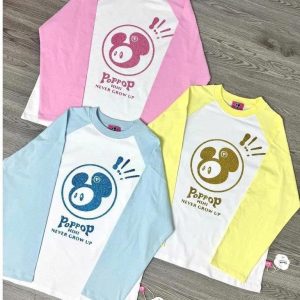 Áo thun tay dài Raglan phối tay poppop in kim tuyến form rộng, chất cải cotton mền mịn cao cấp