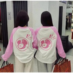 Áo thun tay dài Raglan phối tay poppop in kim tuyến form rộng, chất cải cotton mền mịn cao cấp