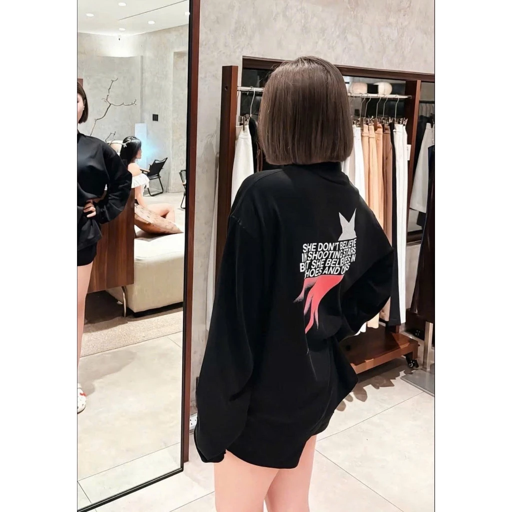 Longtee - Áo thun tay dài shooting star nam nữ form rộng cotton cao cấp